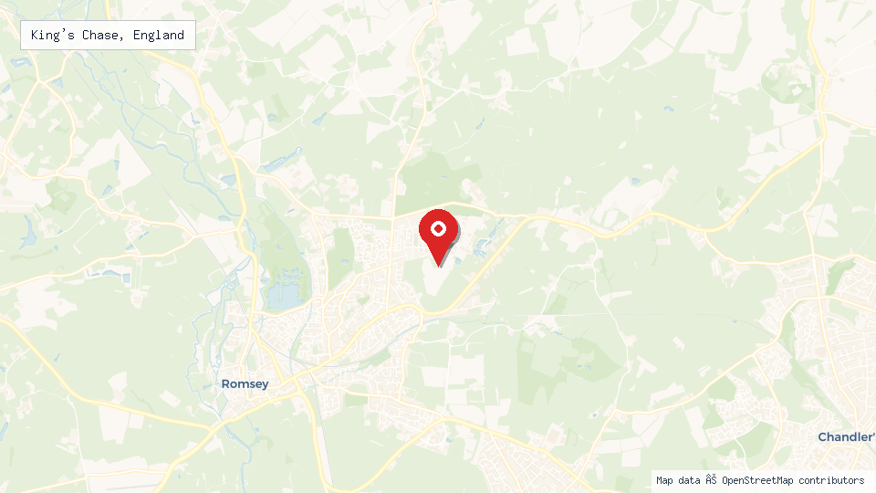 Street map of King's Chase, England with location pin
