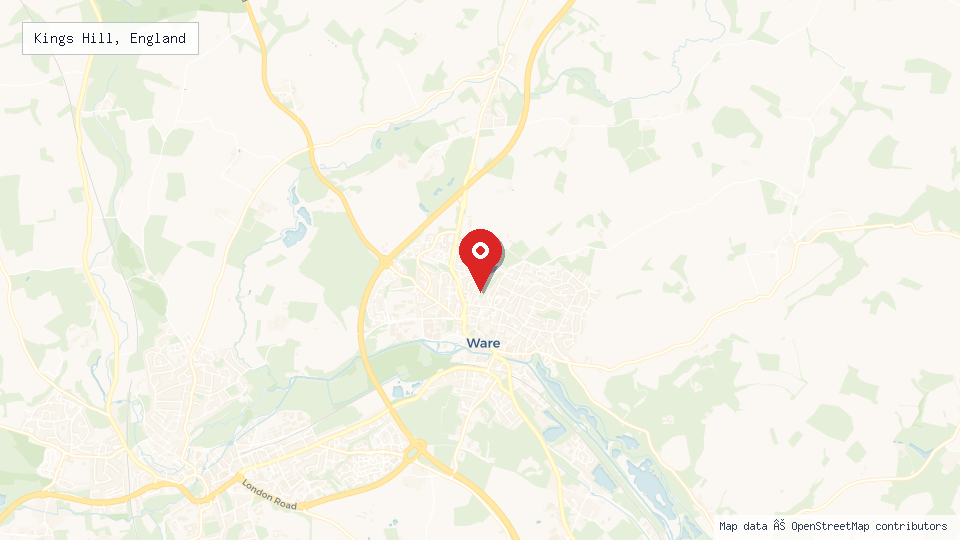 Street map of Kings Hill, England with location pin