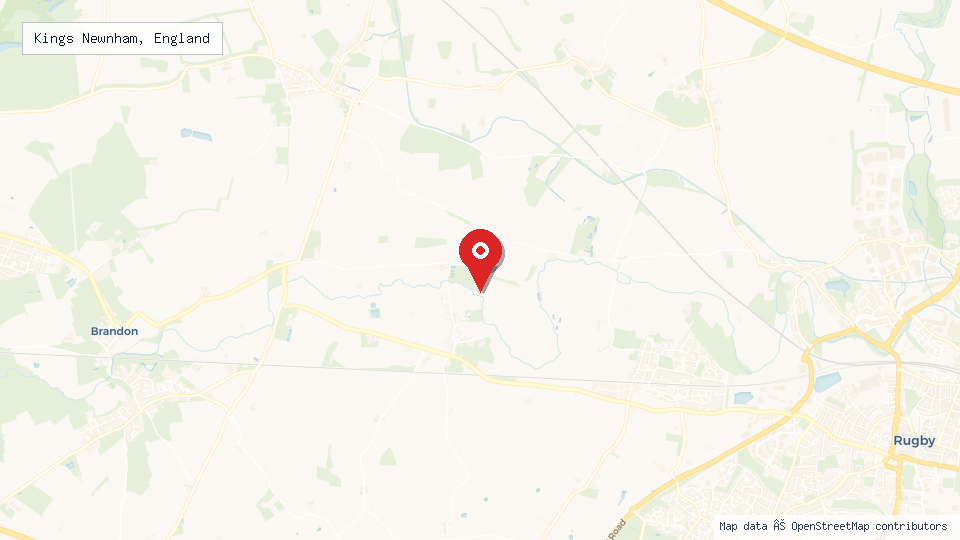 Street map of Kings Newnham, England with location pin