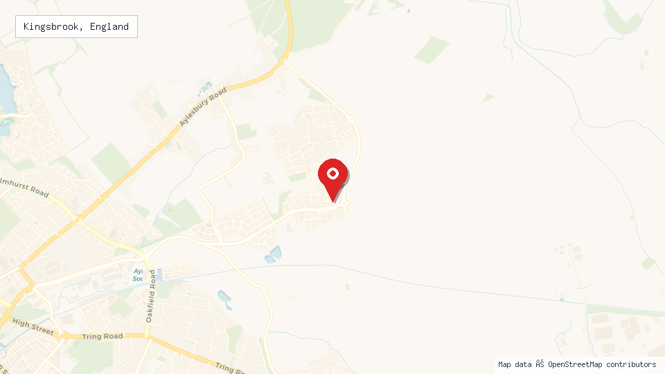Street map of Kingsbrook, England with location pin