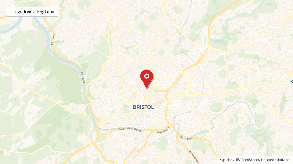 Street map of Kingsdown, England with location pin