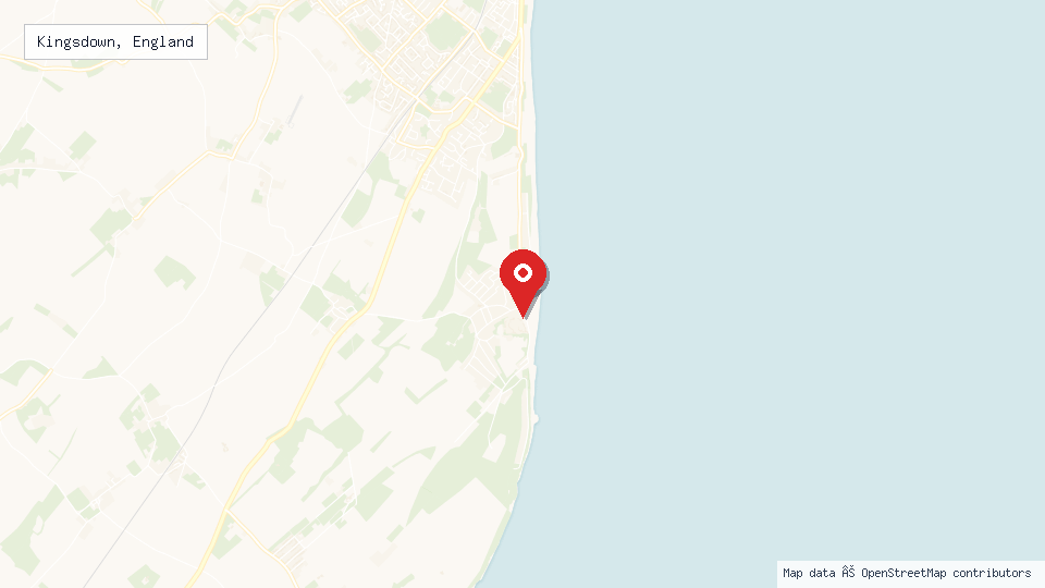 Street map of Kingsdown, England with location pin
