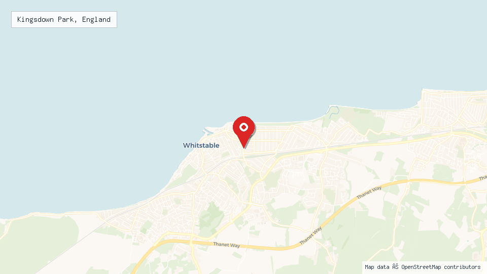 Street map of Kingsdown Park, England with location pin
