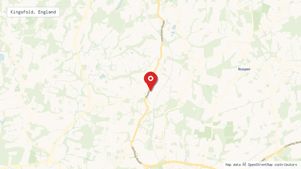Street map of Kingsfold, England with location pin