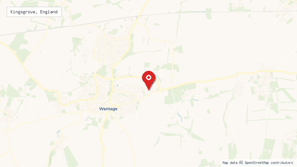 Street map of Kingsgrove, England with location pin