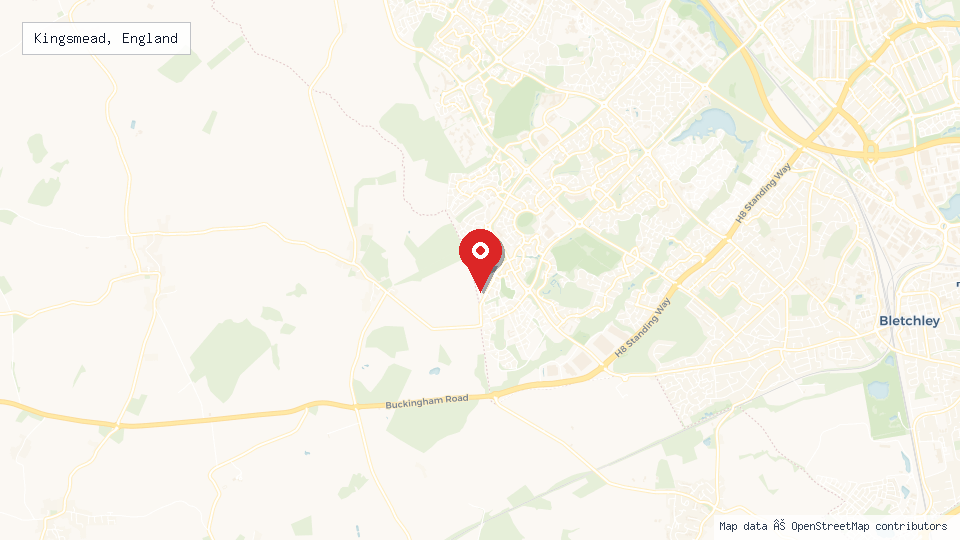 Street map of Kingsmead, England with location pin