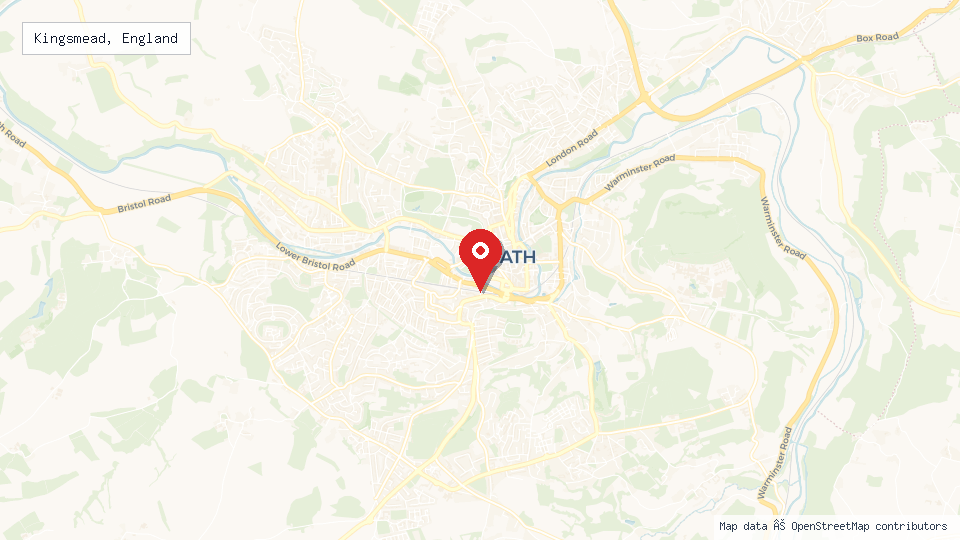 Street map of Kingsmead, England with location pin