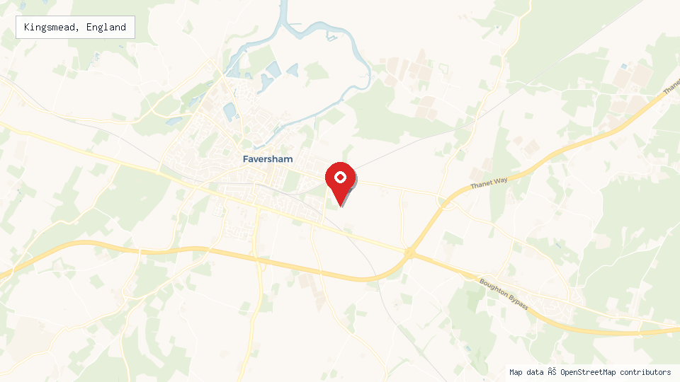 Street map of Kingsmead, England with location pin
