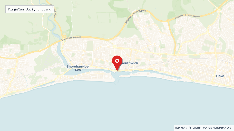 Street map of Kingston Buci, England with location pin