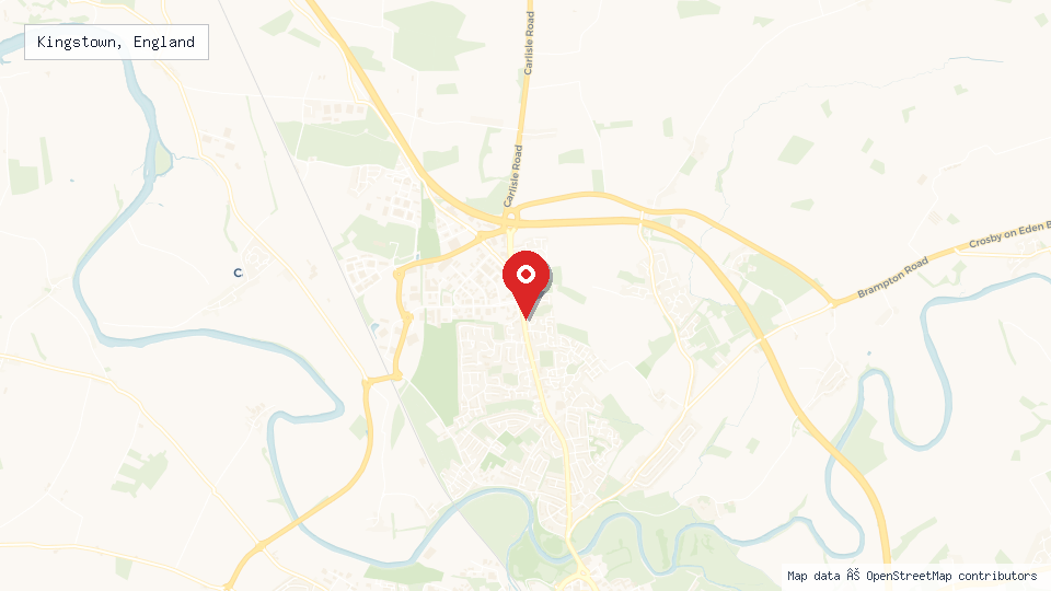 Street map of Kingstown, England with location pin
