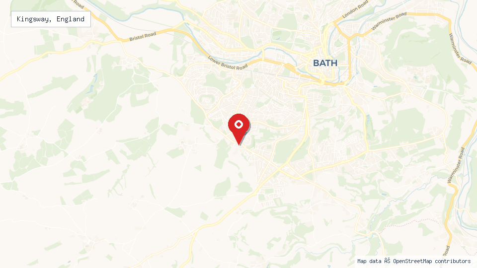 Street map of Kingsway, England with location pin