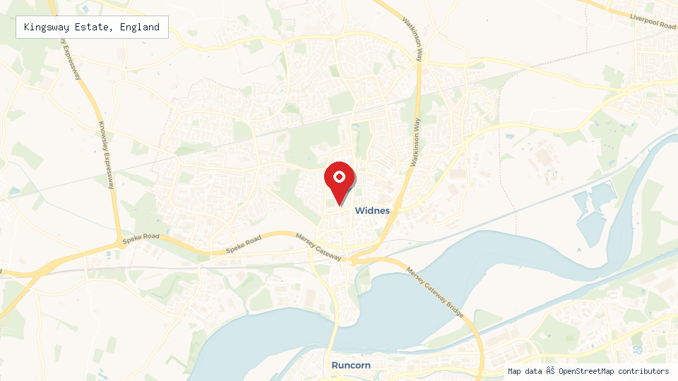 Street map of Kingsway Estate, England with location pin