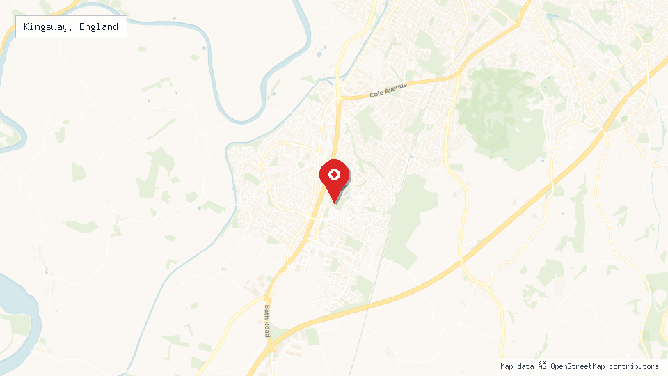 Street map of Kingsway, England with location pin