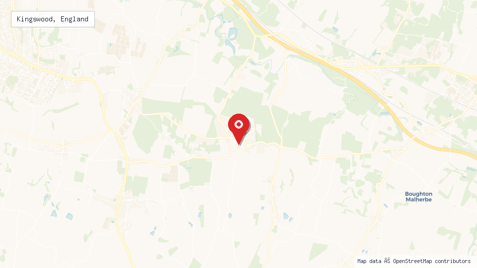 Street map of Kingswood, England with location pin
