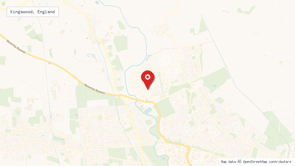 Street map of Kingswood, England with location pin