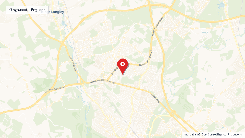 Street map of Kingswood, England with location pin