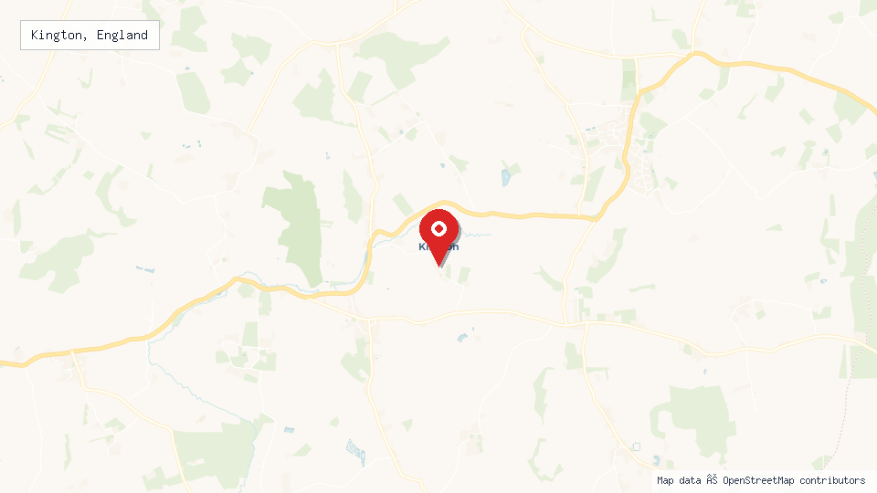 Street map of Kington, England with location pin