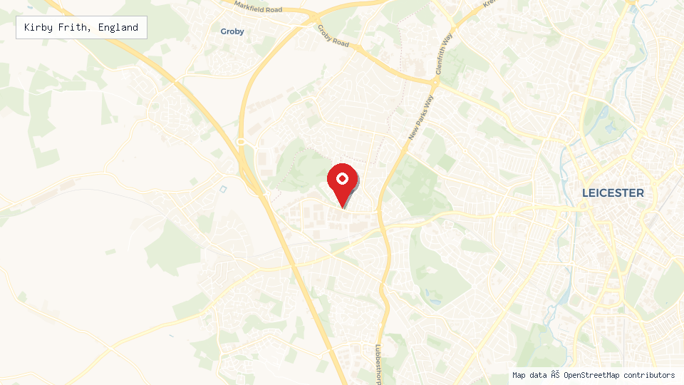 Street map of Kirby Frith, England with location pin