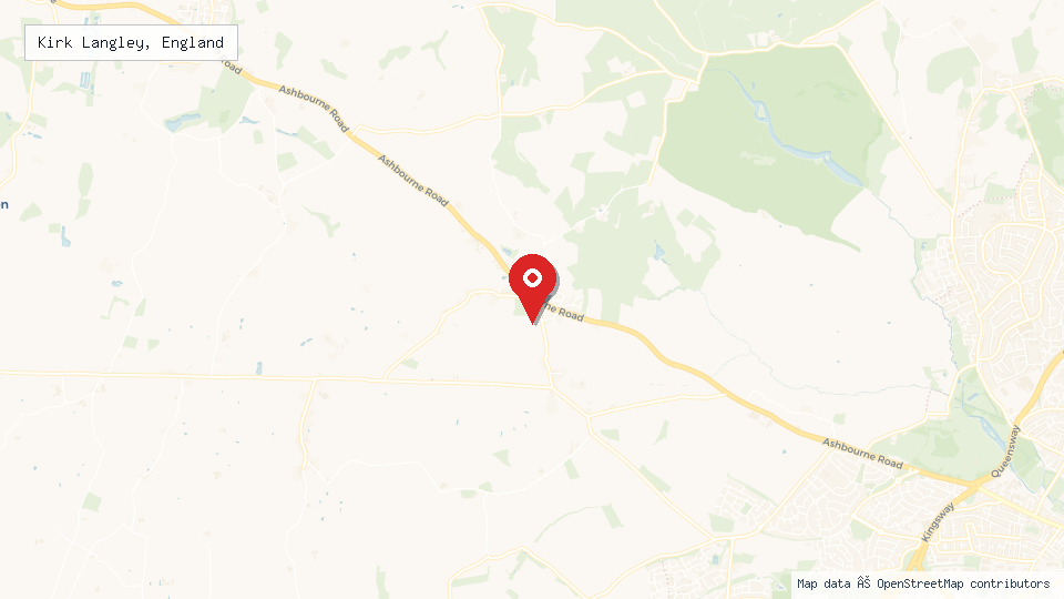 Street map of Kirk Langley, England with location pin