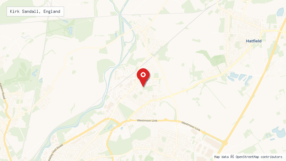 Street map of Kirk Sandall, England with location pin