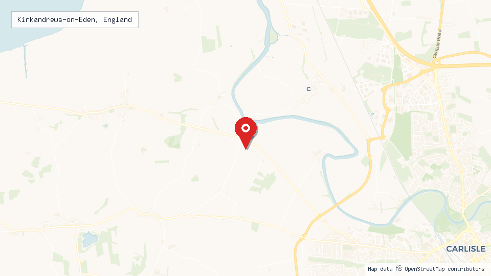 Street map of Kirkandrews-on-Eden, England with location pin