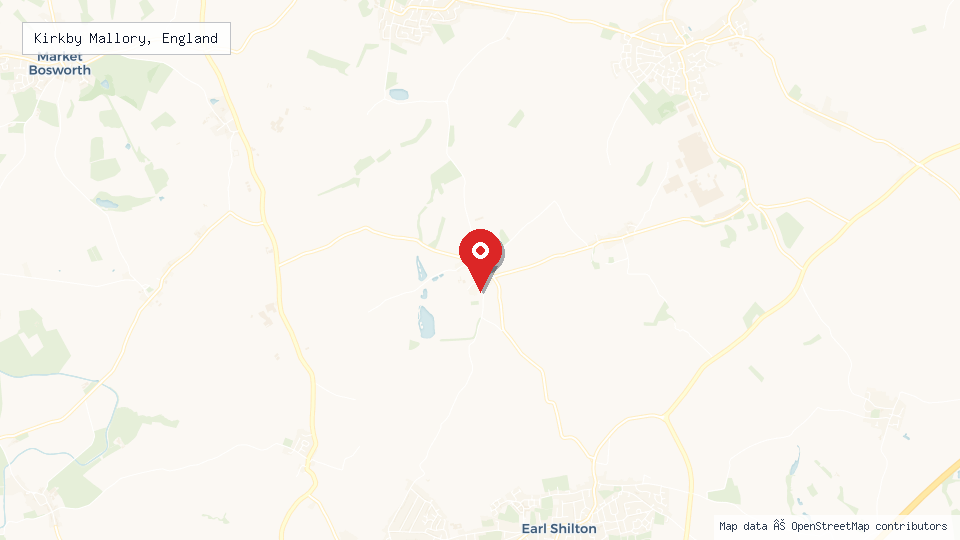 Street map of Kirkby Mallory, England with location pin