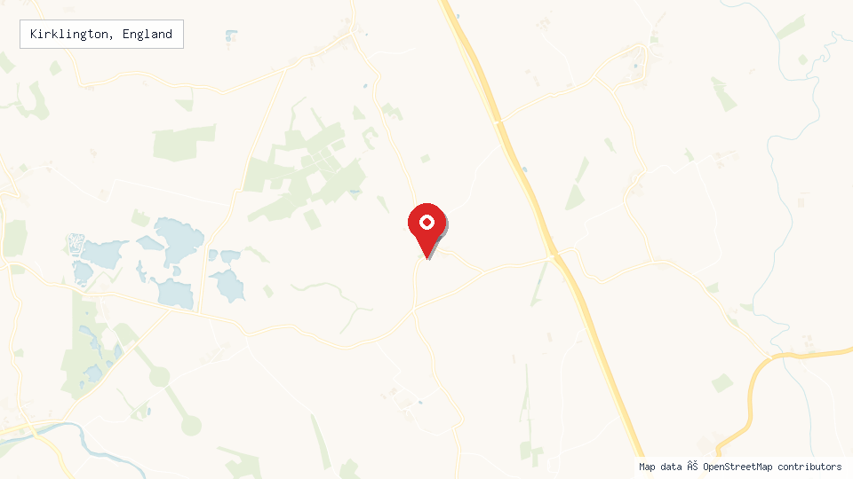 Street map of Kirklington, England with location pin