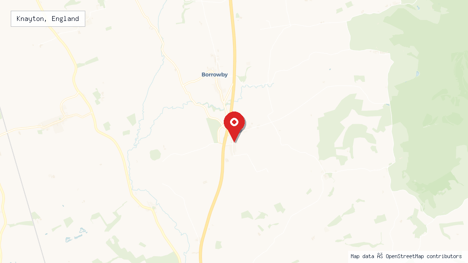 Street map of Knayton, England with location pin