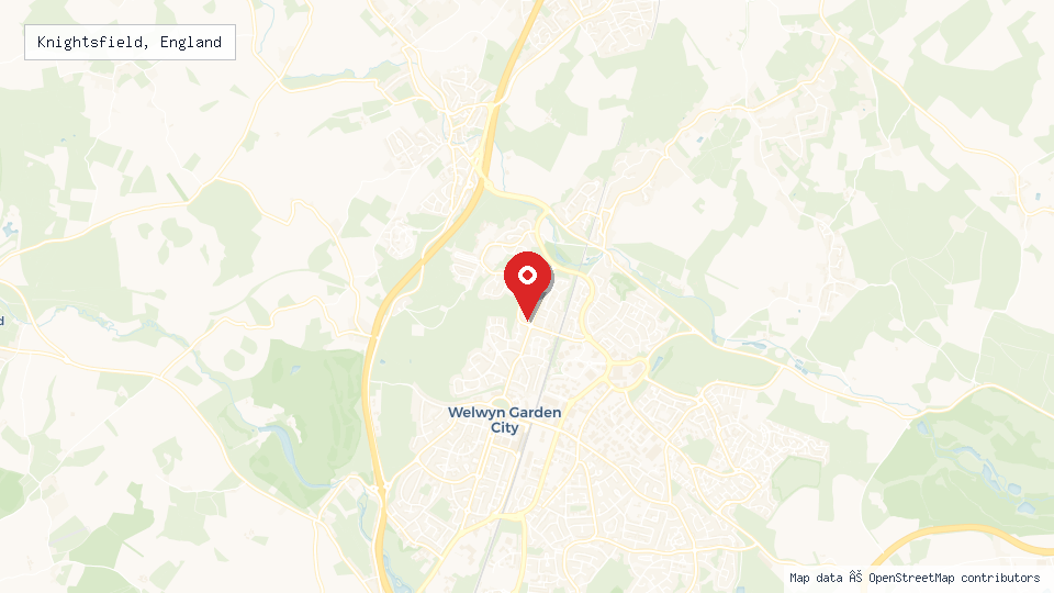 Street map of Knightsfield, England with location pin