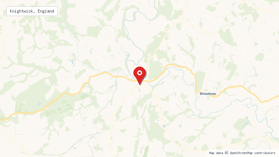 Street map of Knightwick, England with location pin