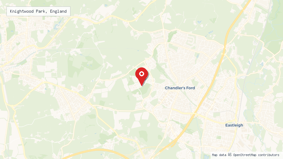 Street map of Knightwood Park, England with location pin