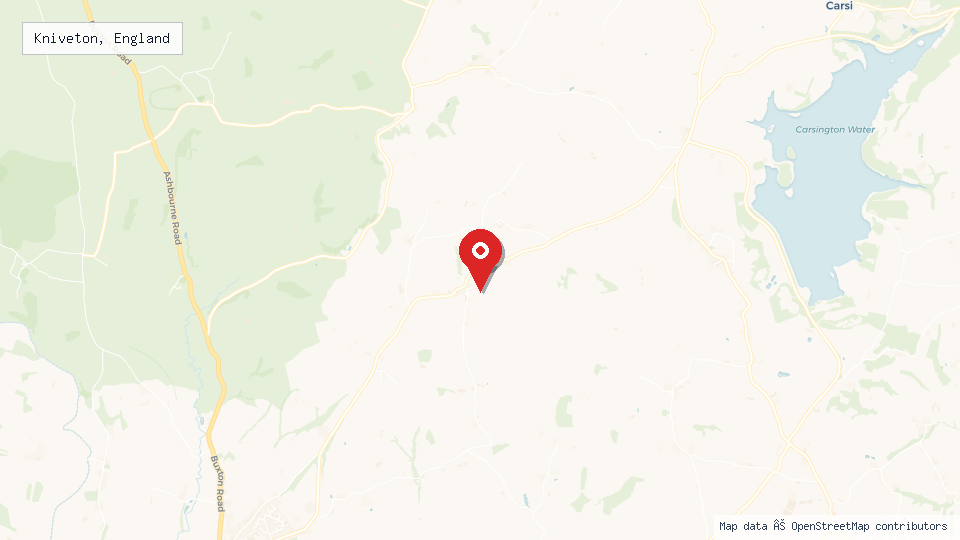 Street map of Kniveton, England with location pin
