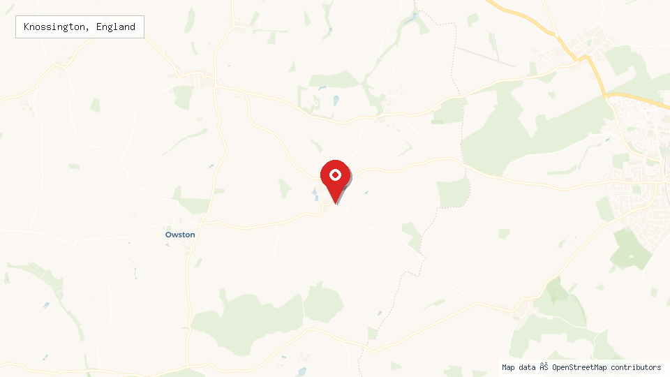 Street map of Knossington, England with location pin