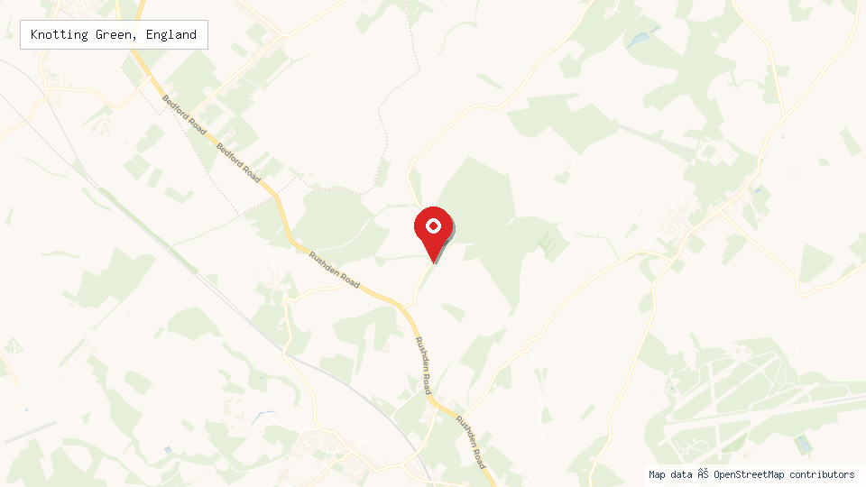 Street map of Knotting Green, England with location pin
