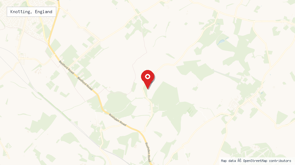 Street map of Knotting, England with location pin