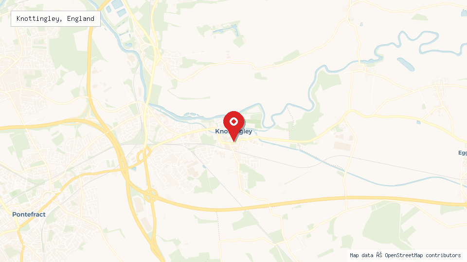 Street map of Knottingley, England with location pin