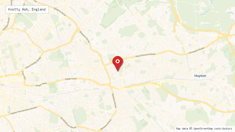 Street map of Knotty Ash, England with location pin