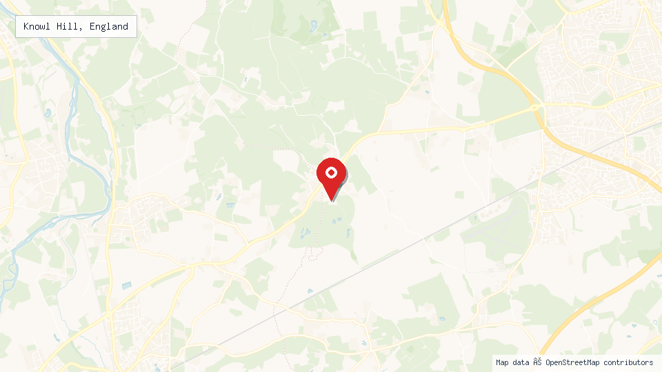 Street map of Knowl Hill, England with location pin