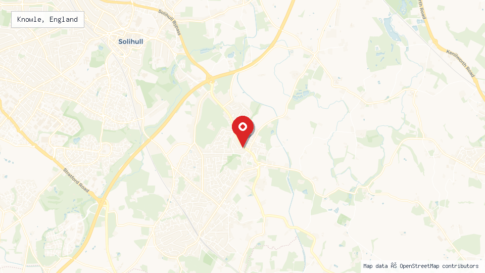 Street map of Knowle, England with location pin