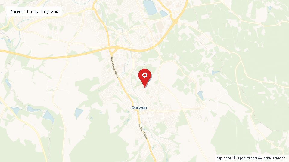 Street map of Knowle Fold, England with location pin
