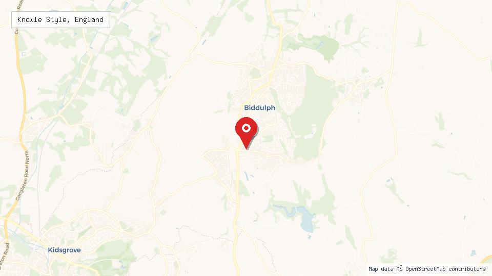 Street map of Knowle Style, England with location pin