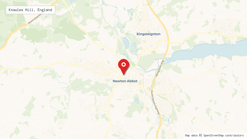 Street map of Knowles Hill, England with location pin