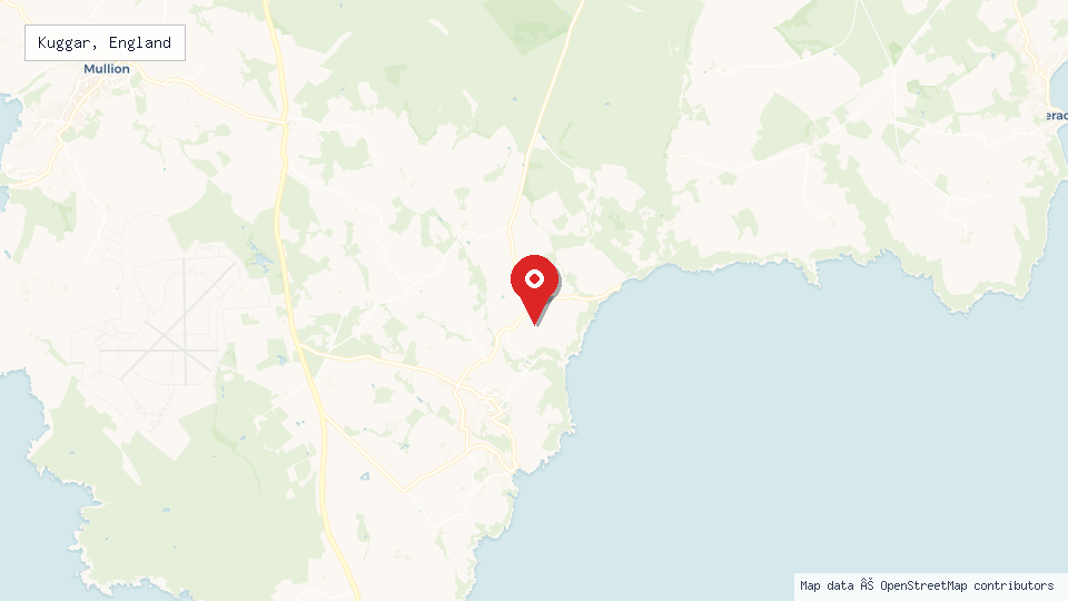 Street map of Kuggar, England with location pin