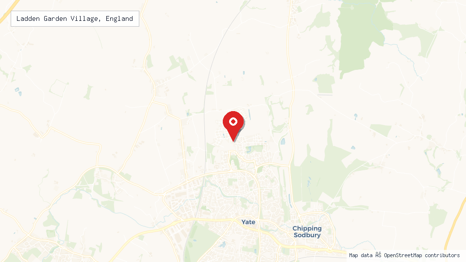 Street map of Ladden Garden Village, England with location pin
