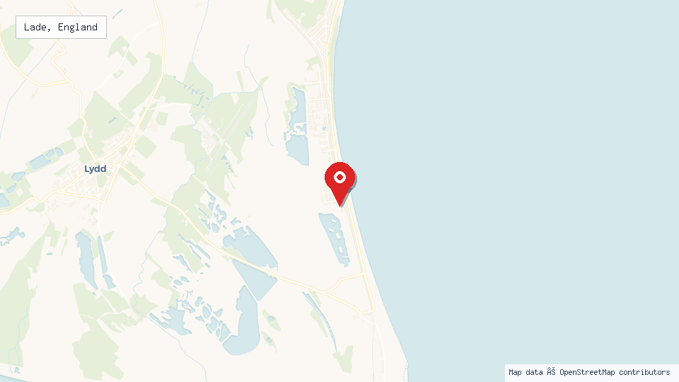 Street map of Lade, England with location pin