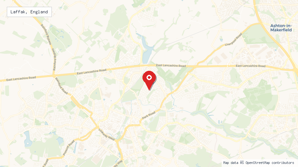 Street map of Laffak, England with location pin