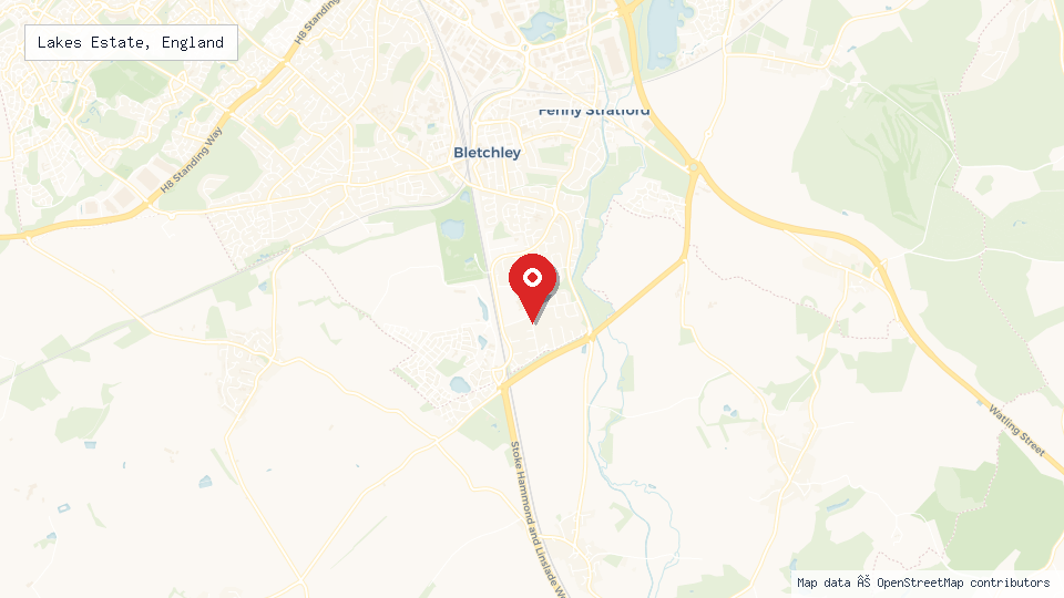 Street map of Lakes Estate, England with location pin