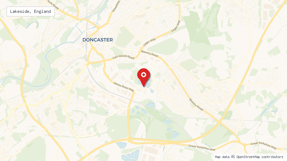 Street map of Lakeside, England with location pin