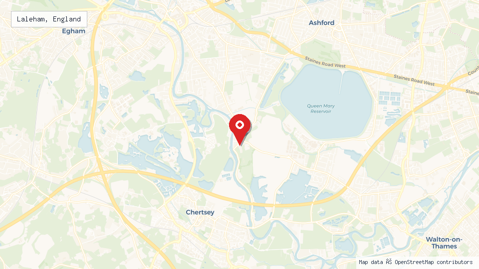 Street map of Laleham, England with location pin