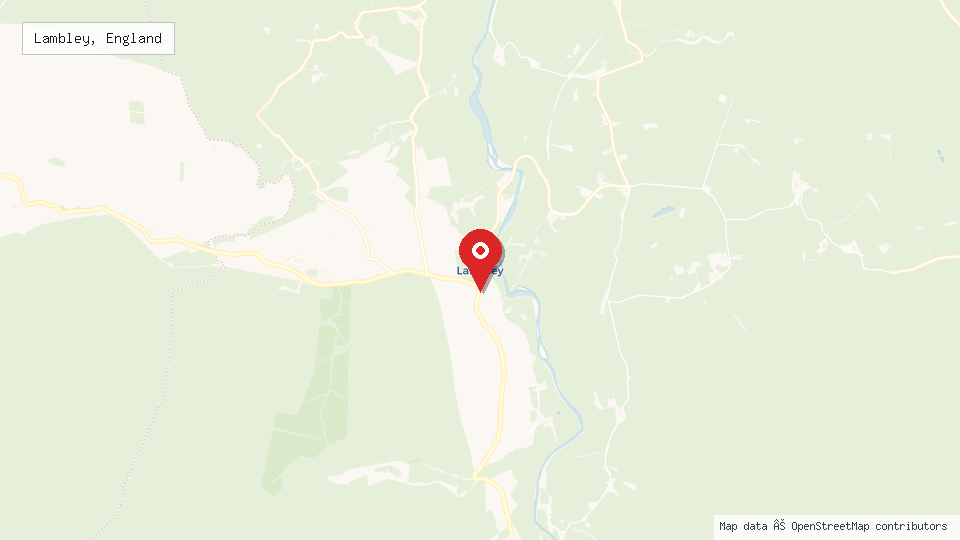 Street map of Lambley, England with location pin